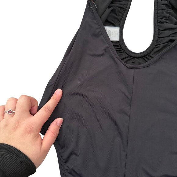 Good American Black Halter Plunge One Piece Swimsuit Size Small Bathing Suit - Picture 6 of 10